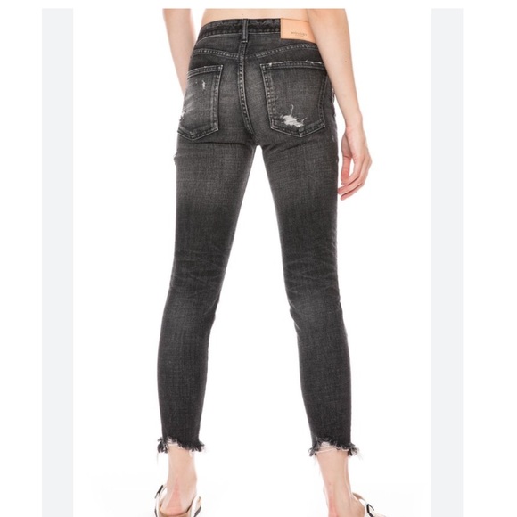 Moussy Vintage Black Glendale Mid Rise Distressed Frayed Hem Cropped Jeans - Picture 3 of 10